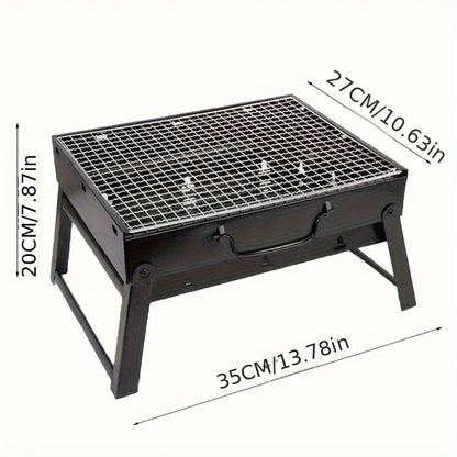 Portable Charcoal Grill – Stainless Steel Mini BBQ Tool Kit for Outdoor Cooking - ZOOMNSTORE