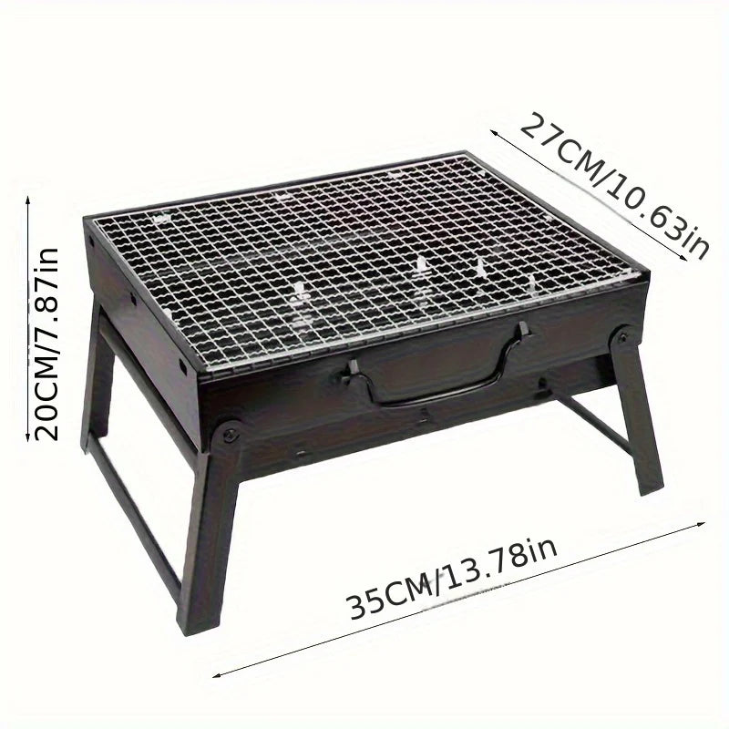 Portable Charcoal Grill – Stainless Steel Mini BBQ Tool Kit for Outdoor Cooking - ZOOMNSTORE