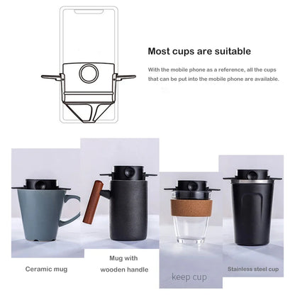 Portable Stainless Steel Coffee Maker - Reusable Drip Filter for Coffee and Tea - ZOOMNSTORE