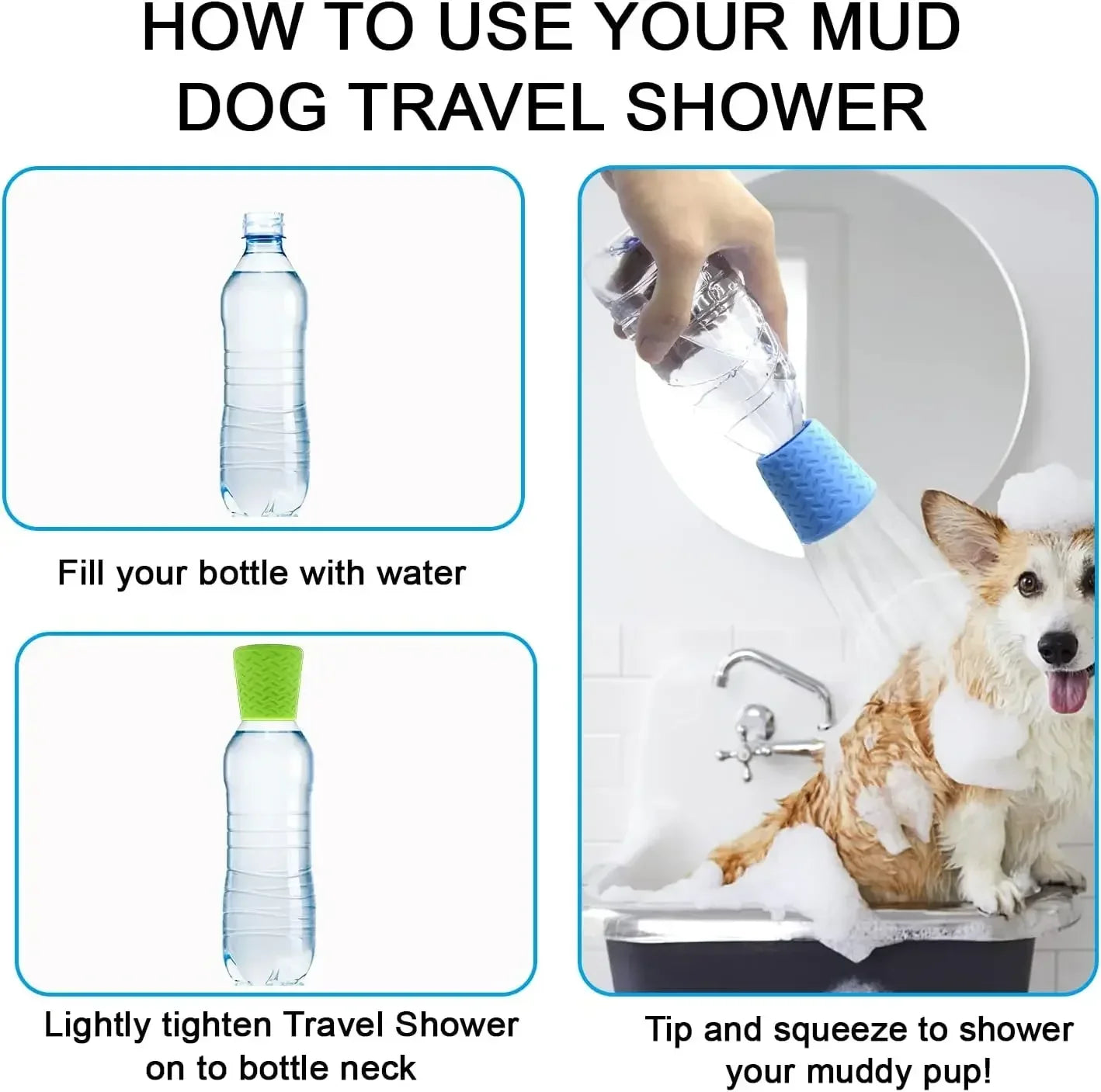 Portable Dog Shower – Outdoor Pet Shower Silicone Head with Bottle Attachment - ZOOMNSTORE