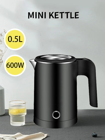 Portable Electric Kettle - 500ML Stainless Steel Travel Water Boiler With Auto Shut Off Safety - ZOOMNSTORE