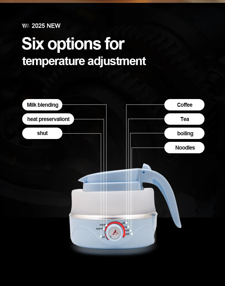 Portable Electric Kettle - Foldable Travel Kettle With Adjustable Temperature & Auto Shut-Off - ZOOMNSTORE