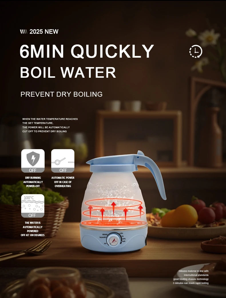 Portable Electric Kettle - Foldable Travel Kettle With Adjustable Temperature & Auto Shut-Off - ZOOMNSTORE