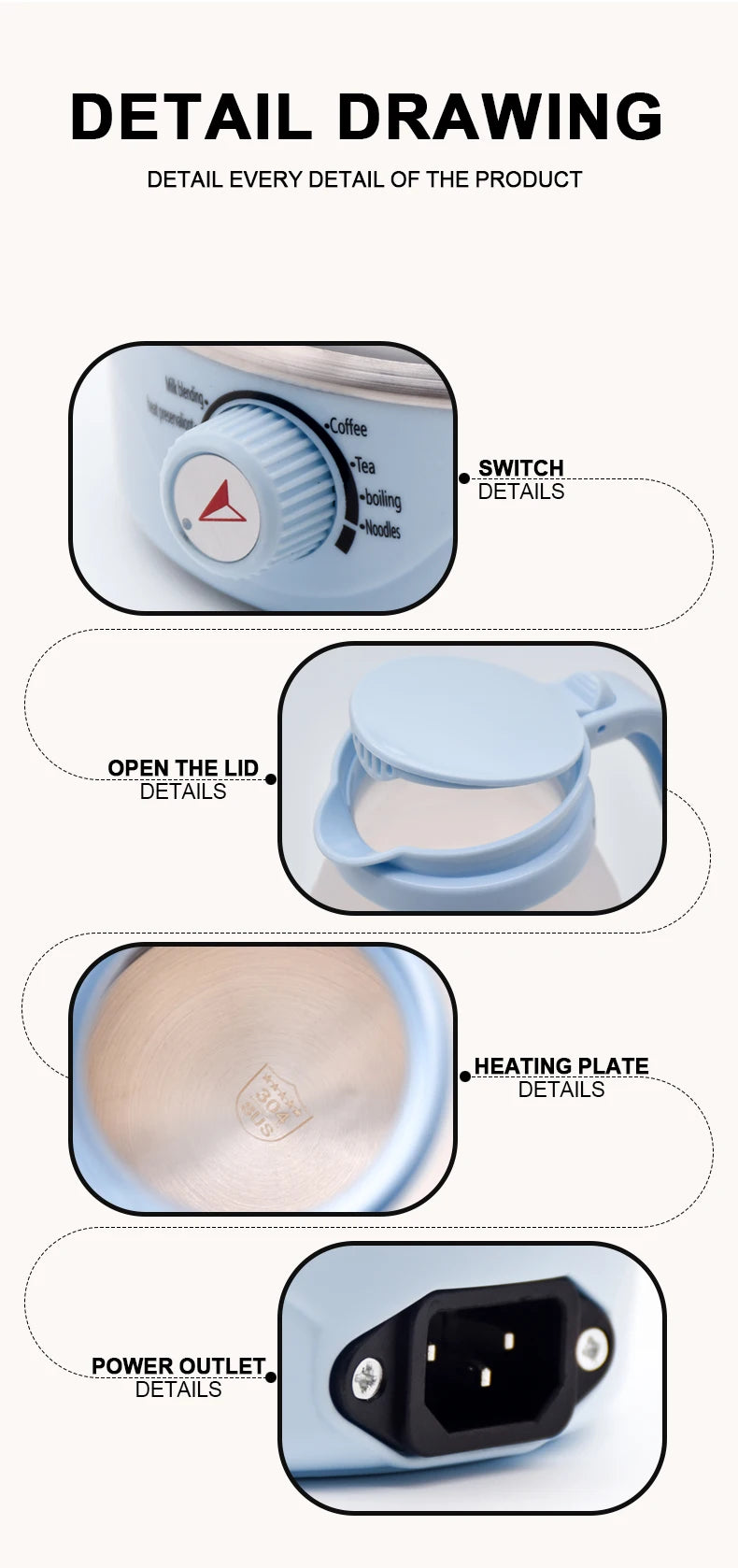 Portable Electric Kettle - Foldable Travel Kettle With Adjustable Temperature & Auto Shut-Off - ZOOMNSTORE