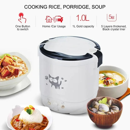 Portable Electric Rice Cooker - Multi-Cooker for Home  Vehicle 12V24V220V - ZOOMNSTORE