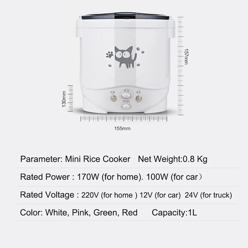 Portable Electric Rice Cooker - Multi-Cooker for Home  Vehicle 12V24V220V - ZOOMNSTORE