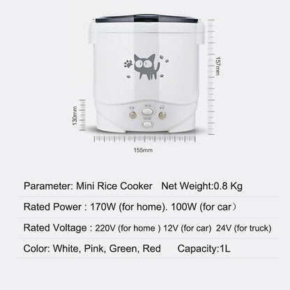 Portable Electric Rice Cooker - Multi-Cooker for Home  Vehicle 12V24V220V - ZOOMNSTORE