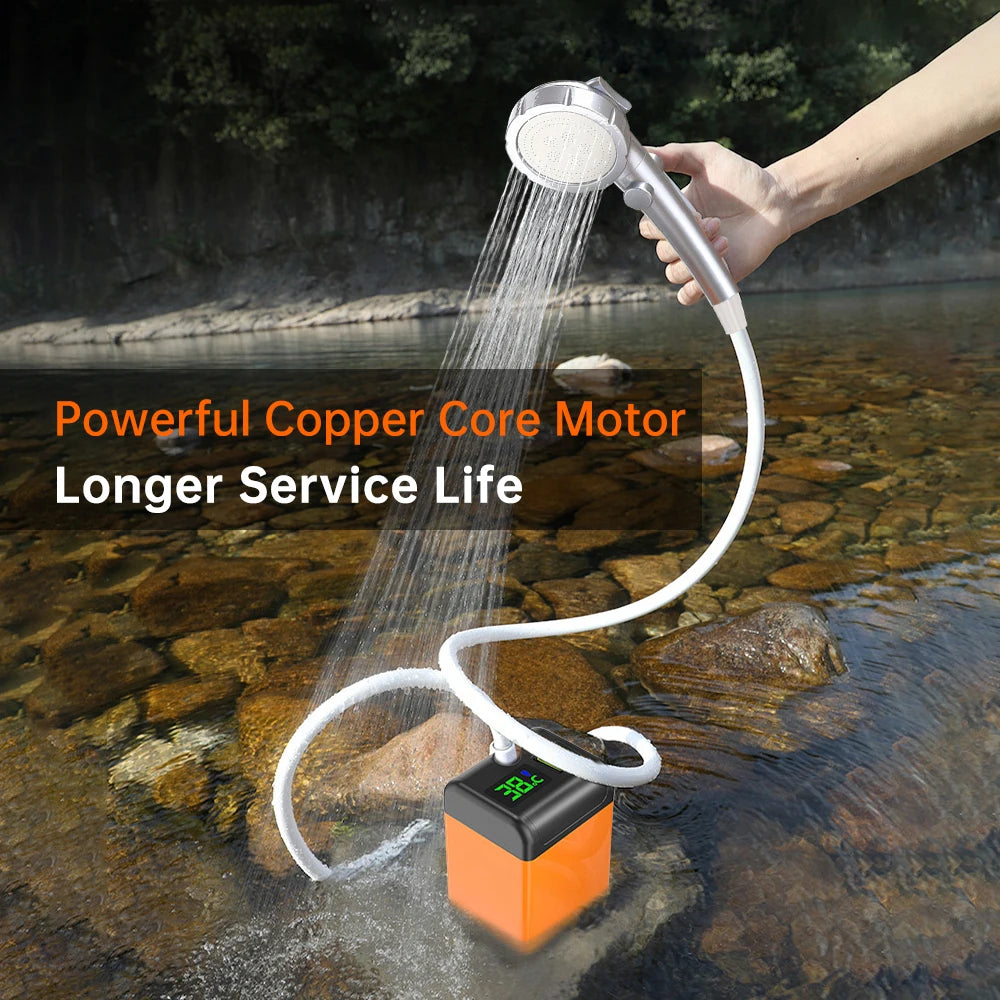 Portable Electric Shower - USB Rechargeable Outdoor Shower Pump with Battery Life Indicator - ZOOMNSTORE