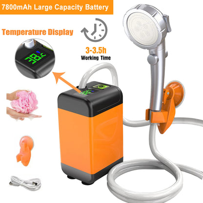 Portable Electric Shower - USB Rechargeable Outdoor Shower Pump with Battery Life Indicator - ZOOMNSTORE