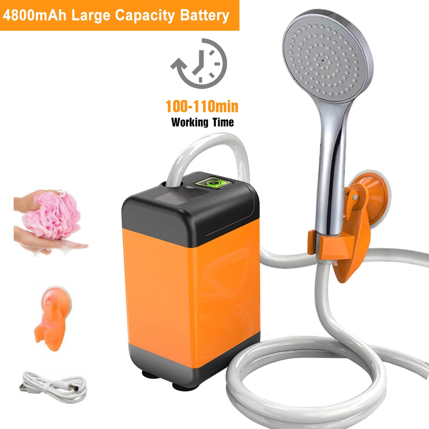Portable Electric Shower - USB Rechargeable Outdoor Shower Pump with Battery Life Indicator - ZOOMNSTORE