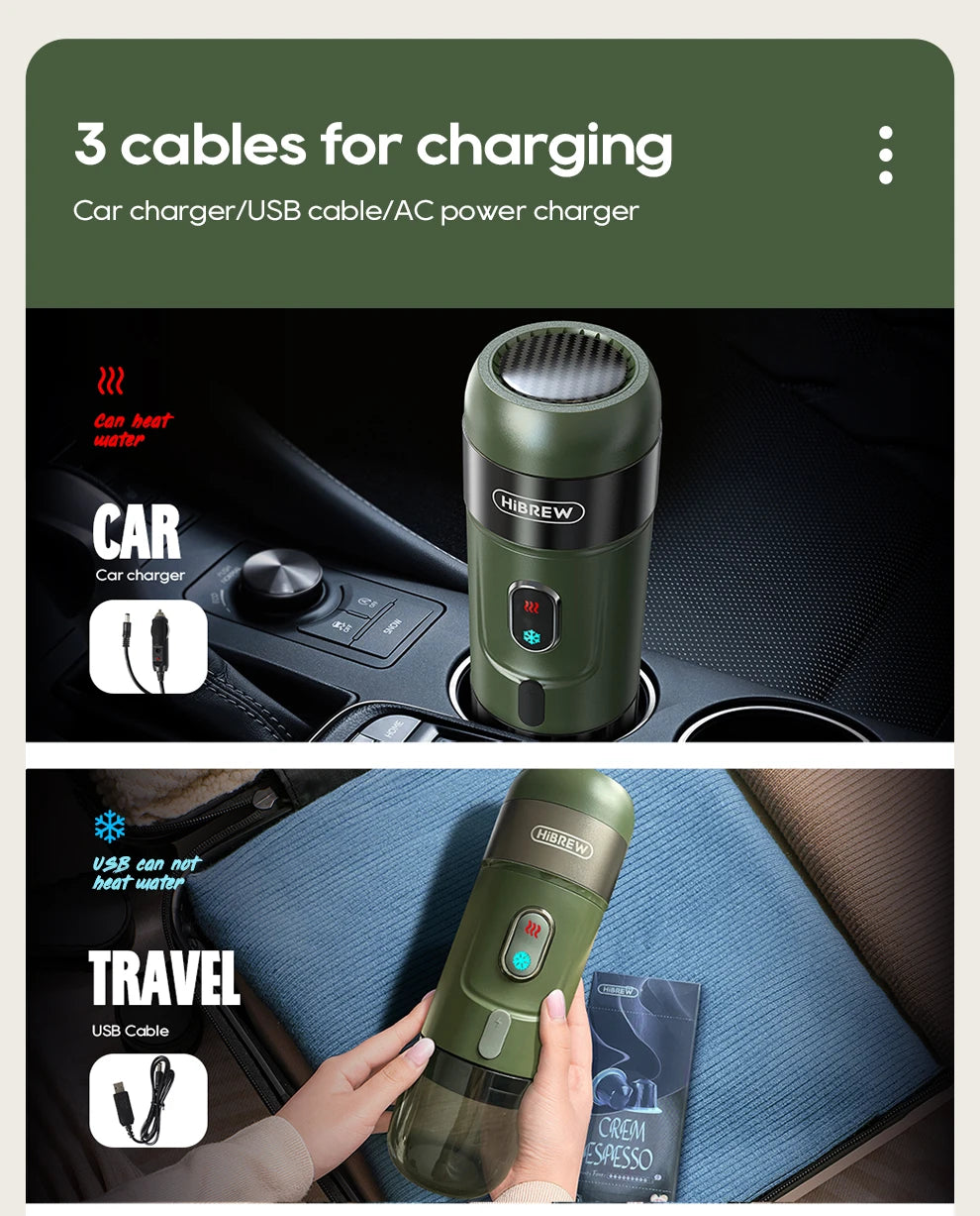 HiBREW Portable Wireless Espresso Machine - Car  Home Coffee Maker for Nespresso Capsules - ZOOMNSTORE