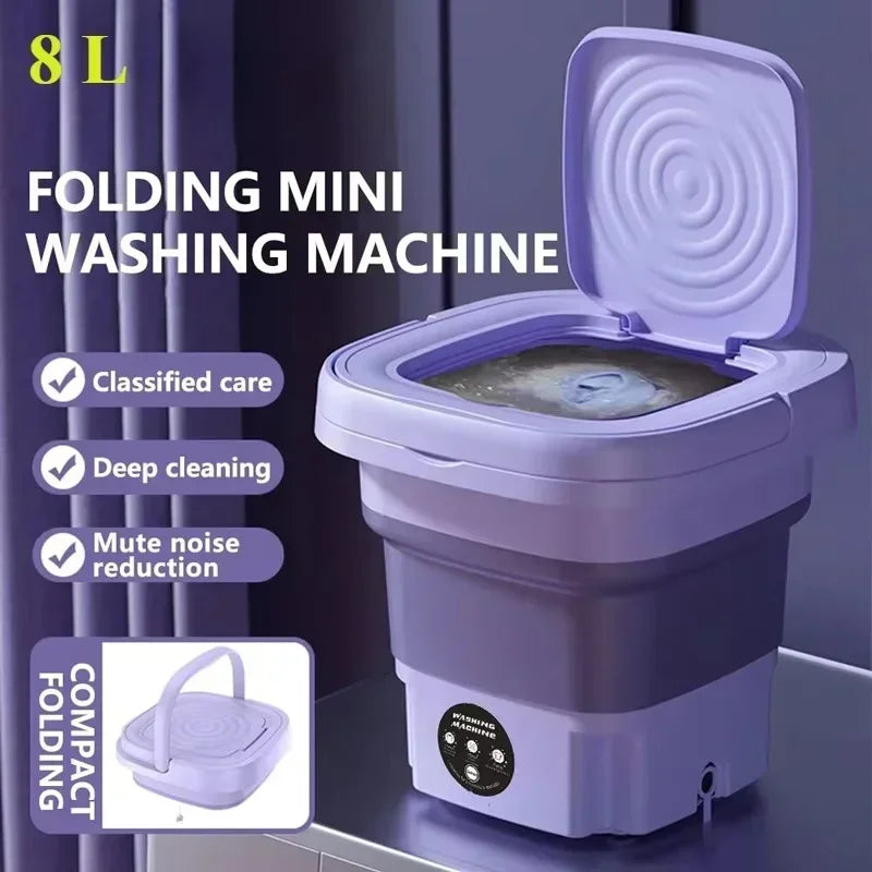 Portable Folding Washing Machine - Compact Travel Washer With Foldable Laundry Bucket - ZOOMNSTORE