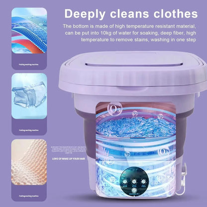 Portable Folding Washing Machine - Compact Travel Washer With Foldable Laundry Bucket - ZOOMNSTORE