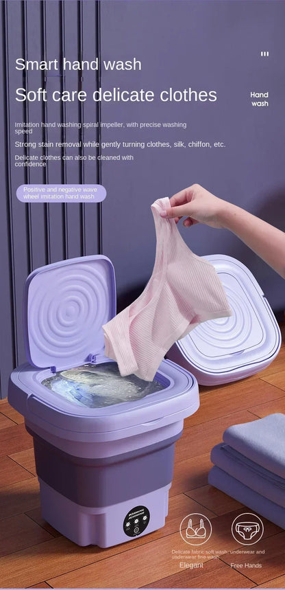 Portable Folding Washing Machine - Compact Travel Washer With Foldable Laundry Bucket - ZOOMNSTORE
