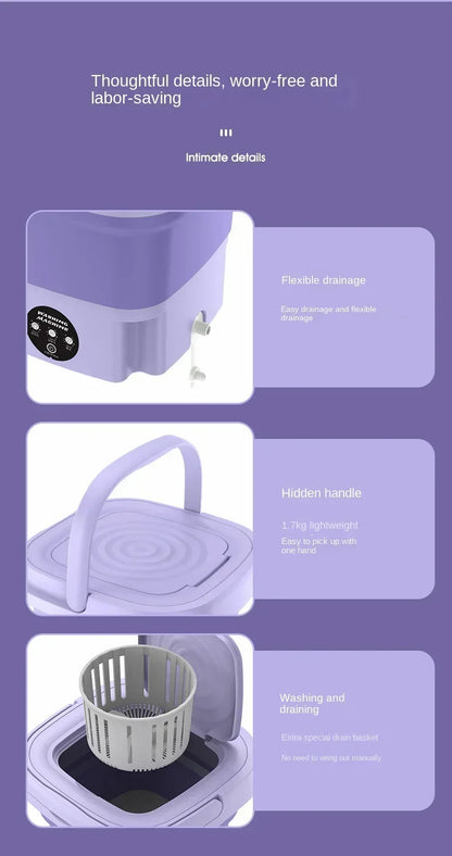 Portable Folding Washing Machine - Compact Travel Washer With Foldable Laundry Bucket - ZOOMNSTORE