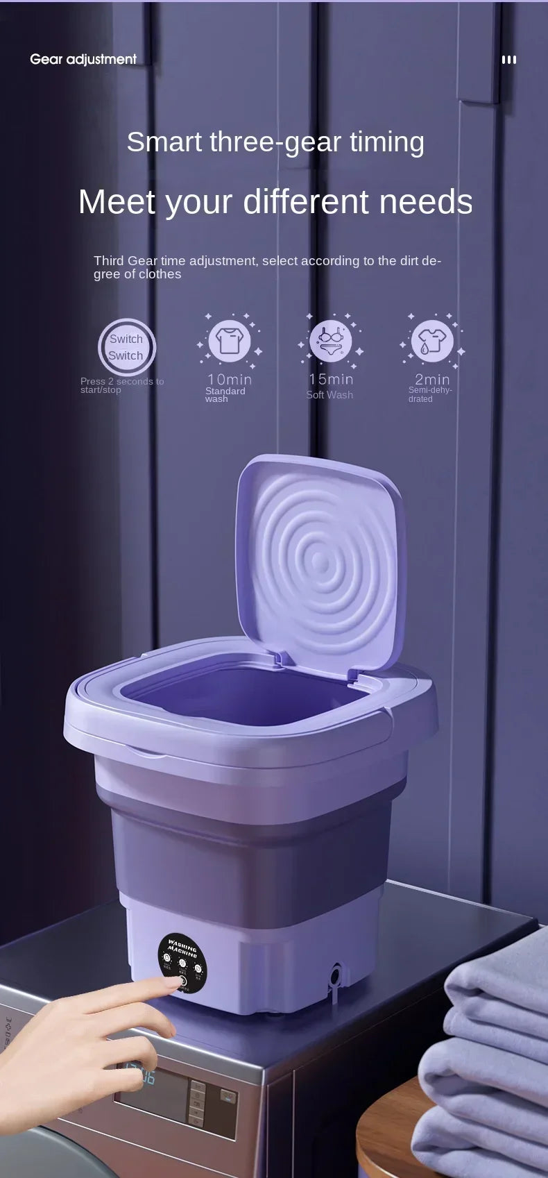 Portable Folding Washing Machine - Compact Travel Washer With Foldable Laundry Bucket - ZOOMNSTORE