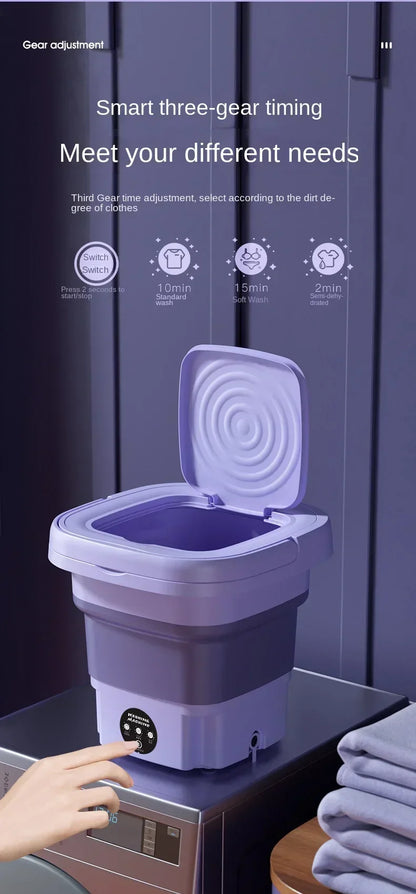 Portable Folding Washing Machine - Compact Travel Washer With Foldable Laundry Bucket - ZOOMNSTORE