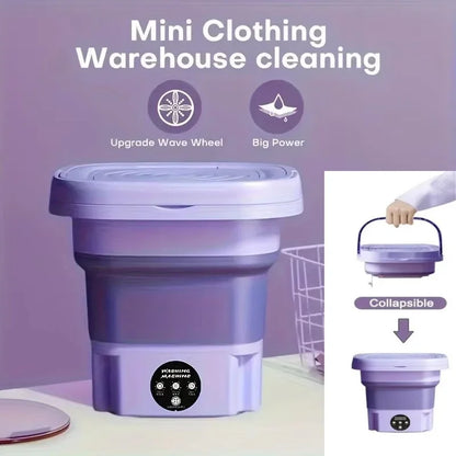 Portable Folding Washing Machine - Compact Travel Washer With Foldable Laundry Bucket - ZOOMNSTORE
