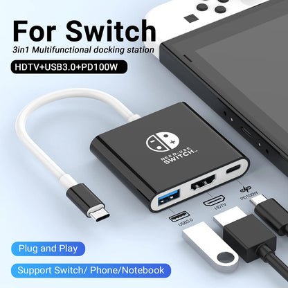 Portable Game Docking Station - Type-C Hub with HDMI Compatible & USB 3.0 Hub - ZOOMNSTORE