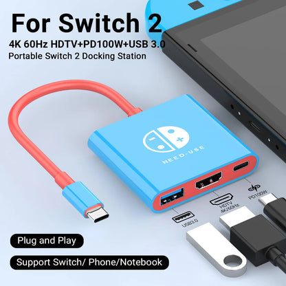 Portable Game Docking Station - Type-C Hub with HDMI Compatible & USB 3.0 Hub - ZOOMNSTORE