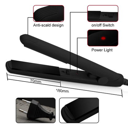 Portable Hair Straightener - Ceramic Flat Iron Mini Hair Iron Wet Dry Styling Tool - ZOOMNSTORE