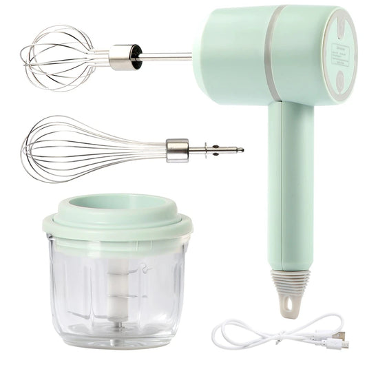 Portable Hand Mixer - 3-in-1 Electric Food Processor With Stainless Steel Blades - ZOOMNSTORE