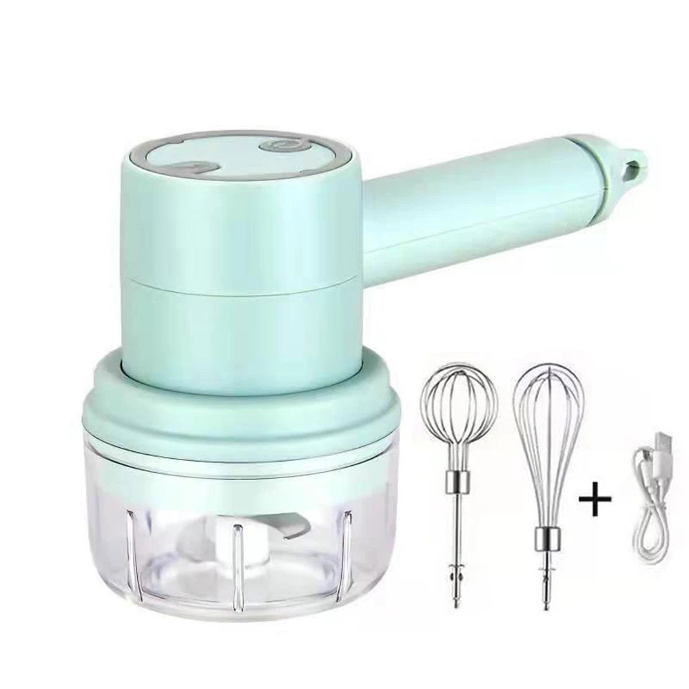 Portable Hand Mixer - 3-in-1 Electric Food Processor With Stainless Steel Blades - ZOOMNSTORE