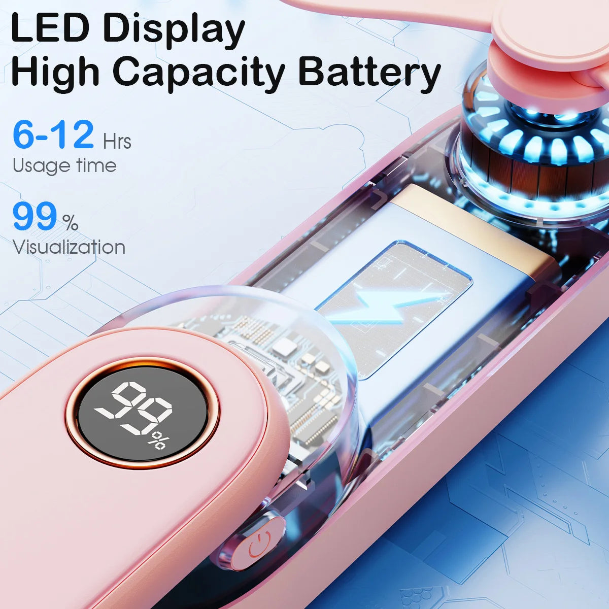 Portable Handheld Small Fan 2-speed Wind 1500mah Battery Capacity Mini USB Rechargeable Foldable Fan Suitable For Outdoor Use - ZOOMNSTORE