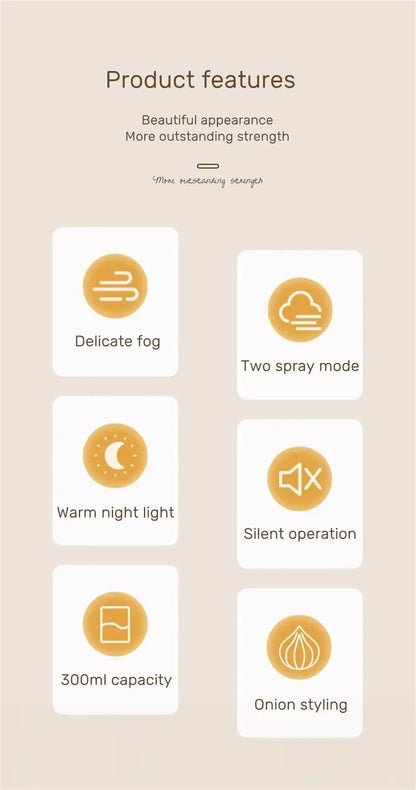 Portable Humidifier USB Air Diffuser - Onion Shape Mini Aroma Device for Car & Bedroom - ZOOMNSTORE
