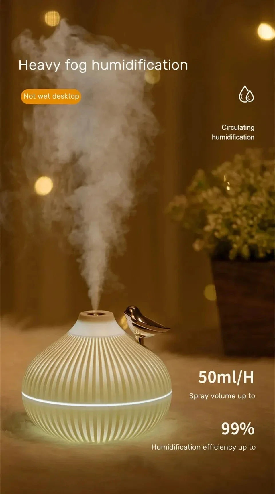 Portable Humidifier USB Air Diffuser - Onion Shape Mini Aroma Device for Car & Bedroom - ZOOMNSTORE