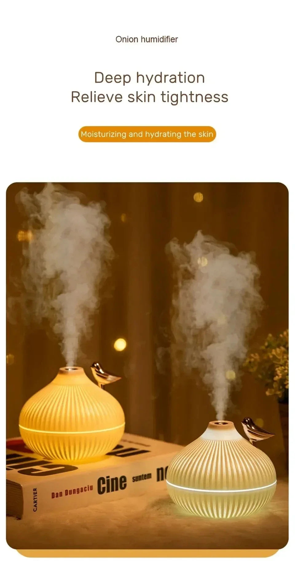 Portable Humidifier USB Air Diffuser - Onion Shape Mini Aroma Device for Car & Bedroom - ZOOMNSTORE