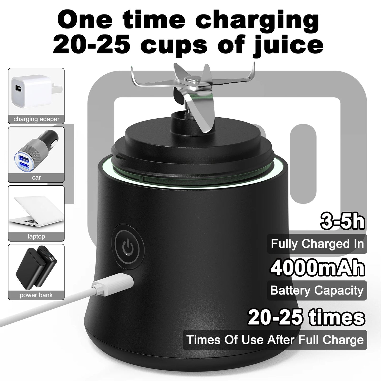 Portable USB Juicer Blender - 600ml Electric Fruit Smoothie Maker - ZOOMNSTORE