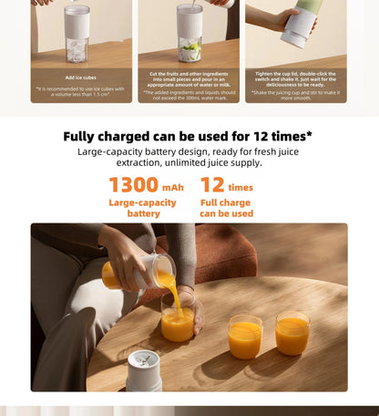 XIAOMI MIJIA Portable Juicer Mixer - Electric Mini Blender for Fruits and Vegetables - ZOOMNSTORE