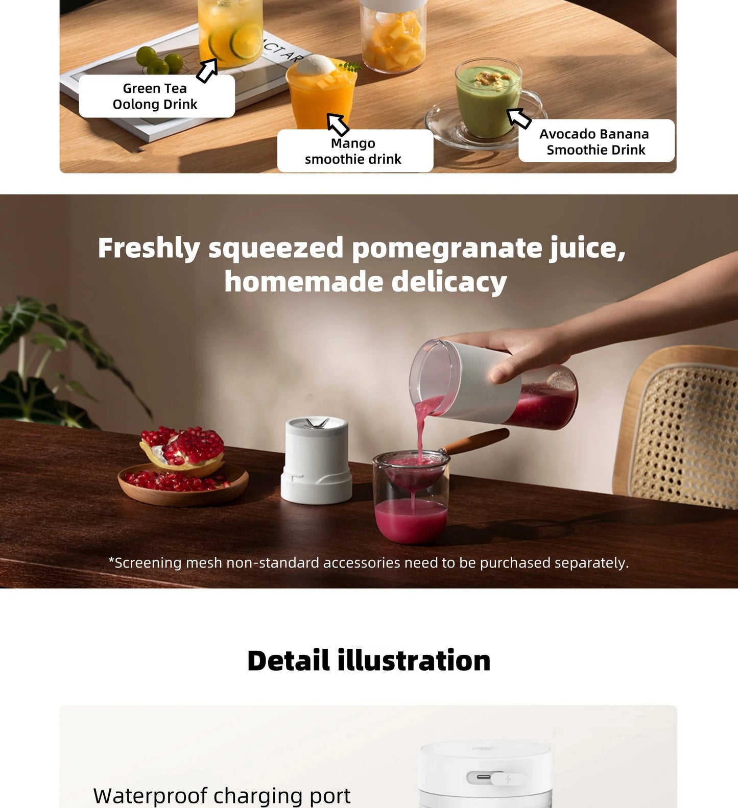 XIAOMI MIJIA Portable Juicer Mixer - Electric Mini Blender for Fruits and Vegetables - ZOOMNSTORE