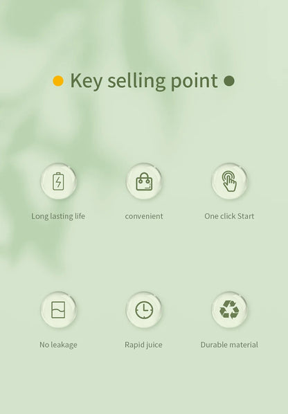 Portable Mini Electric Juicer - Multifunction Fruit Blender with 6 Blades Smoothie Maker 1200mAh - ZOOMNSTORE