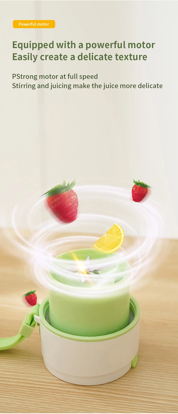 Portable Mini Electric Juicer - Multifunction Fruit Blender with 6 Blades Smoothie Maker 1200mAh - ZOOMNSTORE