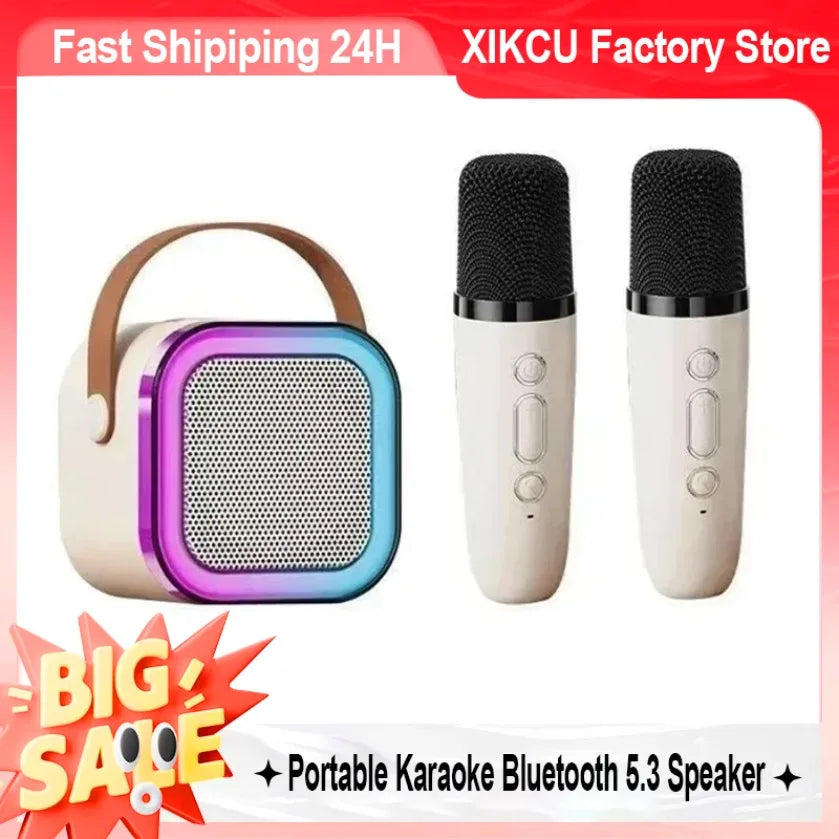 Portable Karaoke Machine - Bluetooth 5.3 Speaker System with Dual Wireless Microphones & 3D Surround Sound - ZOOMNSTORE