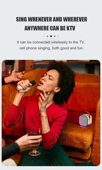 Portable Karaoke Machine - Bluetooth 5.3 Speaker System with Dual Wireless Microphones & 3D Surround Sound - ZOOMNSTORE