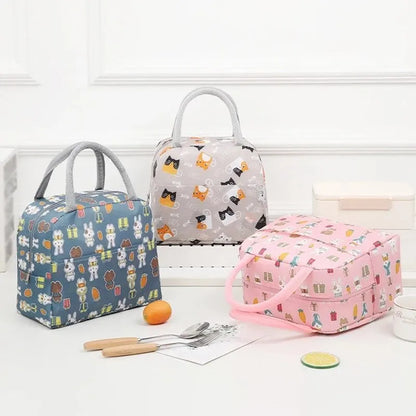 Cute Animal Pattern Insulated Lunch Tote Bag - Portable Bento Box for Picnics - ZOOMNSTORE