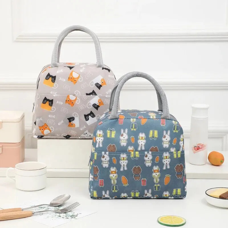 Cute Animal Pattern Insulated Lunch Tote Bag - Portable Bento Box for Picnics - ZOOMNSTORE