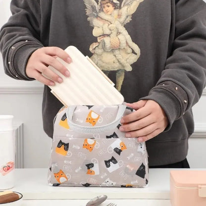 Cute Animal Pattern Insulated Lunch Tote Bag - Portable Bento Box for Picnics - ZOOMNSTORE
