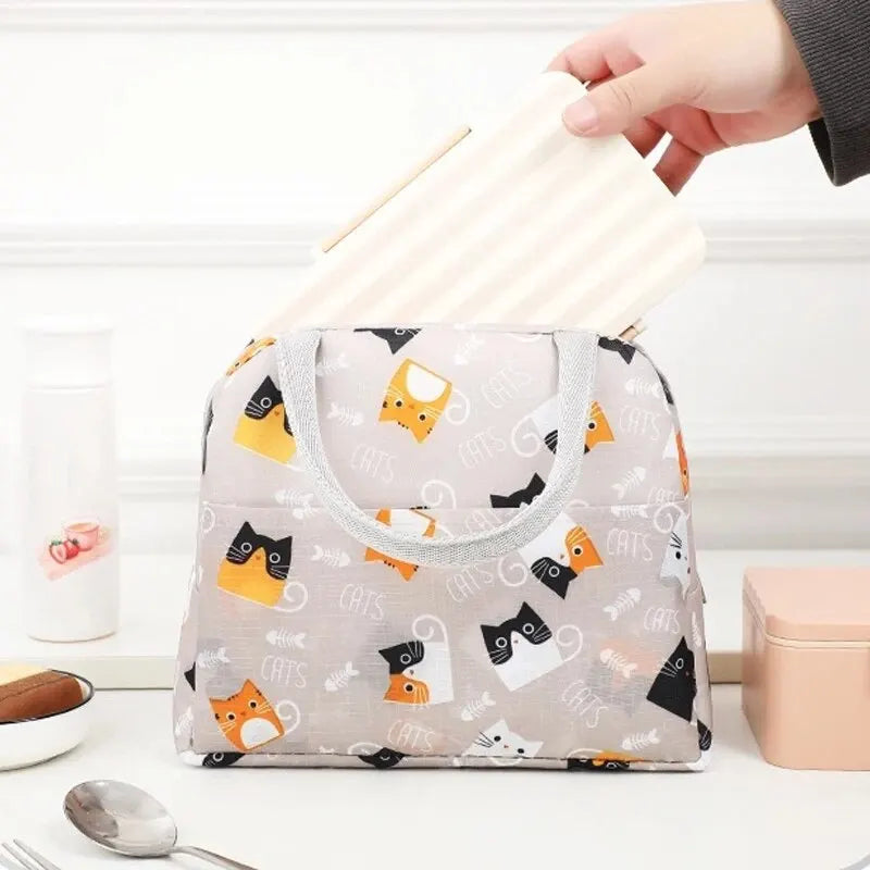 Cute Animal Pattern Insulated Lunch Tote Bag - Portable Bento Box for Picnics - ZOOMNSTORE