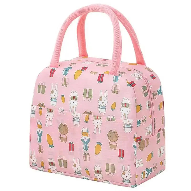 Cute Animal Pattern Insulated Lunch Tote Bag - Portable Bento Box for Picnics - ZOOMNSTORE