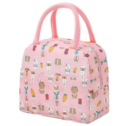 Cute Animal Pattern Insulated Lunch Tote Bag - Portable Bento Box for Picnics - ZOOMNSTORE