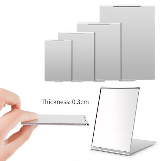 Portable Makeup Mirror - Aluminum Folding Compact Travel Pocket Vanity Mirror - ZOOMNSTORE