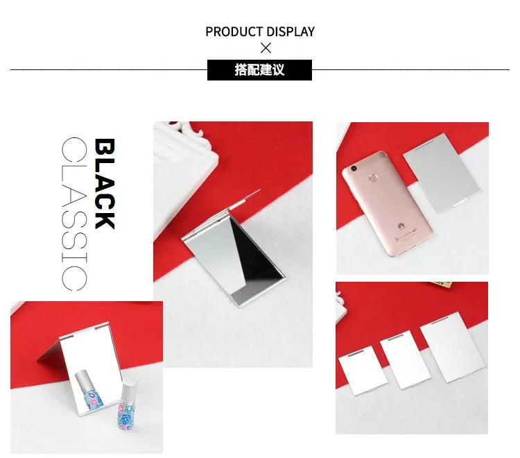 Portable Makeup Mirror - Aluminum Folding Compact Travel Pocket Vanity Mirror - ZOOMNSTORE