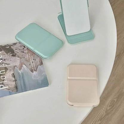 Portable Makeup Mirror – Folding PU Leather Compact Pocket Mirror for Travel - ZOOMNSTORE