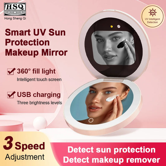 Portable Makeup Mirror - Mini LED Lighted Compact Travel Mirror with UV Detection - ZOOMNSTORE