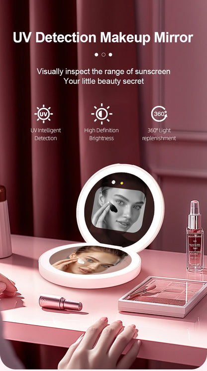 Portable Makeup Mirror - Mini LED Lighted Compact Travel Mirror with UV Detection - ZOOMNSTORE