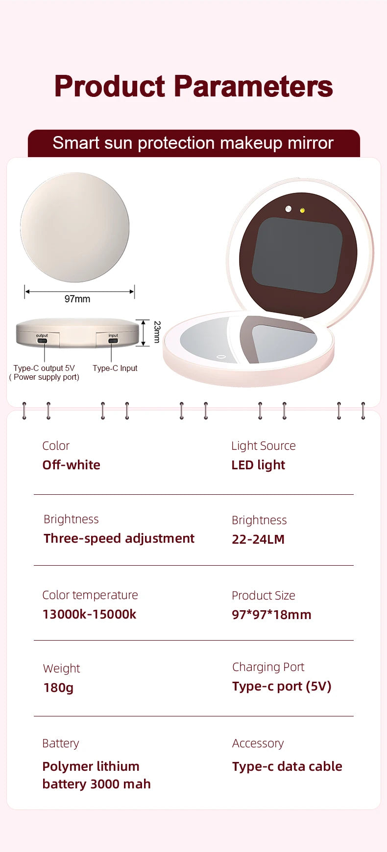 Portable Makeup Mirror - Mini LED Lighted Compact Travel Mirror with UV Detection - ZOOMNSTORE